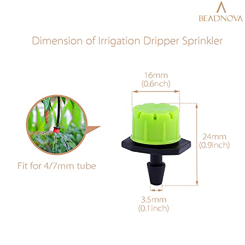 BEADNOVA Drip Irrigation Emitters 50 Pcs Irrigation Drippers 360 Degree System Emitters Sprinklers Drippers for Drip 1/4 Inch Tube Gardening (Green) - color: 50pcs