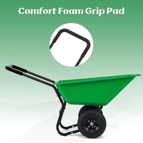 Goplus 2 Wheel Wheelbarrow, 330 LBS Utility Garden Cart (Bright Green) - color: Bright Green