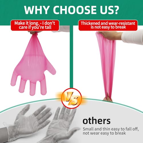 Long Disposable Gloves 50pcs Shoulder Length Gloves Long Arm for Cleaning Pet Animal Examination Protection Glove