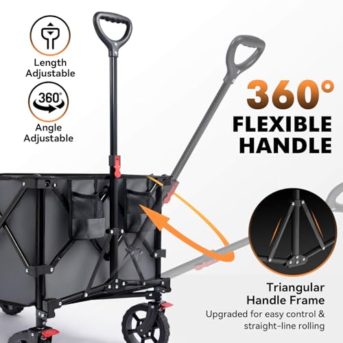 Hikenture Collapsible Wagon 330LBS Capacity, 200L Extra Large Wagons Carts - color: Gray, size: 7 cu ft / 200 L