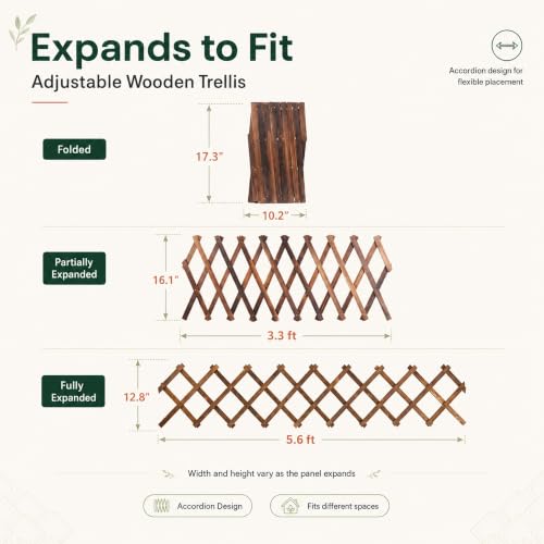 Wooden Lattice Panels 1Pack, 75"x11.8" Expandable - color: 1 Pack, size: 6.3 x 1.0 ft