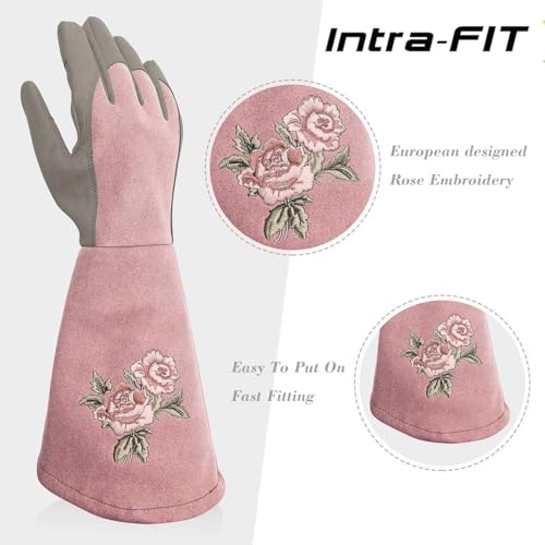 Rose Pruning Gloves with Forearm Protection, Thorn Resistant - color: Blushpink, size: Large (Pack of 1)