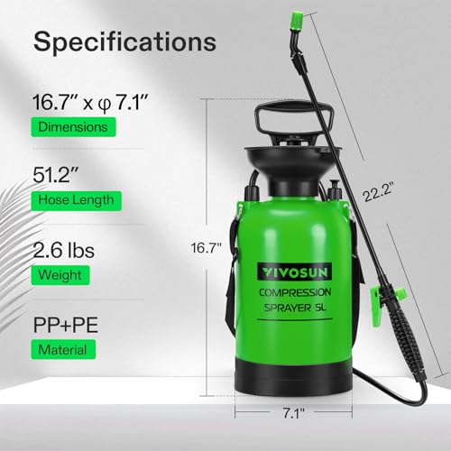 VIVOSUN 1.35-Gallon Pump Pressure Sprayer - color: Green, size: 1.35 Gallons
