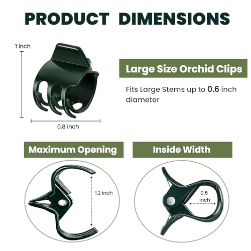 50Pcs Dark Green Large Orchid Plant Clips for Thick Stem Support - size: 50Pcs Large Size
