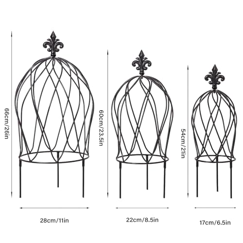 3PCS Metal Trellis Set for Climbing Plants - Indoor & Outdoor Decor - size: 26" x 11"