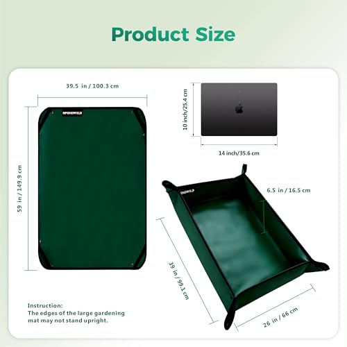Repotting Mat for Indoor Plants 39.5"x59", Unique Gifts for Plant Lovers - color: Dark Green, size: 39.5" x 59" x 0.1"