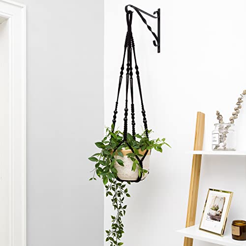 Mkono Macrame Plant Hanger Indoor 35 Inch Hanging Planter Basket Black 1Pc - color: Black