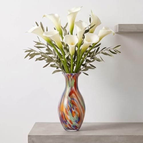 Hand Blown Glass Art Vase Tall Decorative Flower Vase for Home Decor(Color) - color: Colour