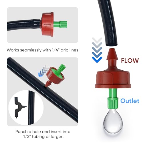 0.25 GPH Pressure Compensating Drippers for 1/4" Tubing, 30pcs - size: 30pcs 0.25 GPH