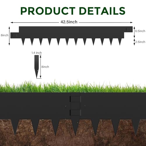 Metal Landscape Edging 8 Inch,Steel Landscape Edging 6 Pack(20Ft Total) - size: 8 inch
