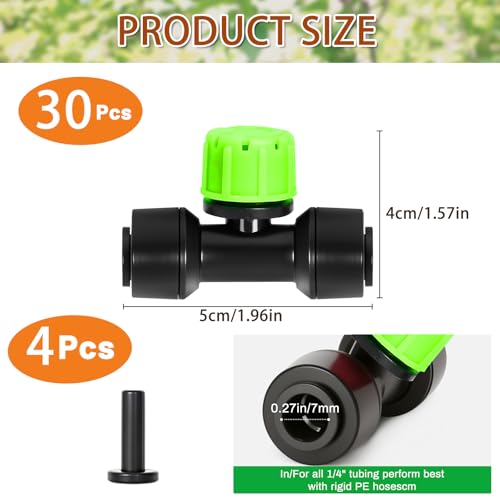 30 Pcs Three-Way Drip Irrigation Spray Emitters for 1/4 inch Tubing. - color: Green