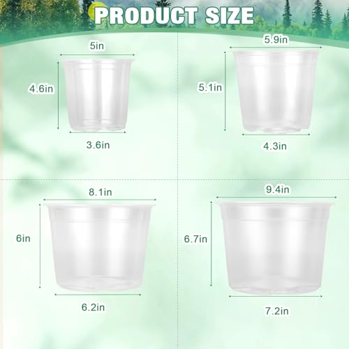 RAOOKIF 10/8/6/5 Inch Clear Nursery Pots with Drainage Hole, 16 Pack Large Nursery Pots for Plants for Indoor Outdoor, Plastic Clear Plant Pots for Flowers, Seedings, Succulents, Vegetables - size: 5/6/8/10 inch-no tray-16pcs