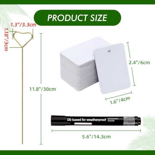 Plant Markers for Outdoor Plants, 40 PCS Reusable Waterproof Garden Labels with 20 Heavy-Duty 12" Metal Stakes, Large Rings & Permanent Marker for Herbs, Vegetables & Pots - style: 40 Labels + 20 Metal Stakes (H)