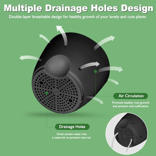 Vanslogreen 6 Inch Orchid Pots with Holes, 2 Pack Self Watering Planters for Orchids Plastic Orchid Pot Plant Flower Pots for Orchids Indoor Outdoor (Black) - color: Style Round-black