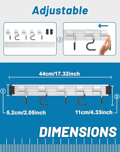 Mop and Broom Holder Wall Mount Garden Tool Rack Organizer - color: Black, size: 4 Packs 5 Hooks