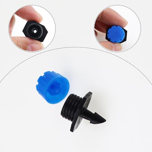 200 Pcs Adjustable Irrigation Drippers Sprinklers, Universal 1/4" Irrigation Micro Drip Emitters 8-Hole 360 Degree Watering Sprinkler for 4mm/7mm Garden Tube Watering System(Blue) - color: Blue-200Pcs
