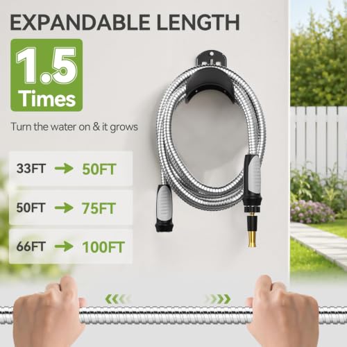 SPECILITE Expandable Metal Garden Water Hose 75 FT with Adjustable Nozzle - size: 75FT