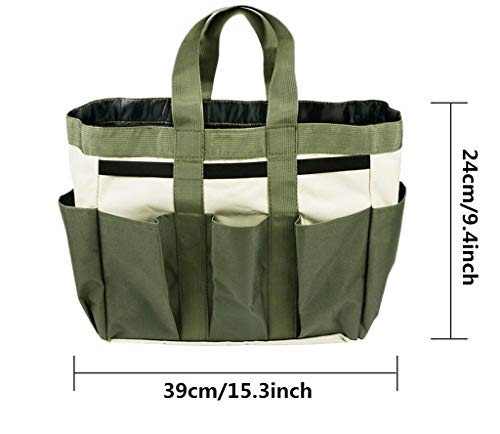 Gardening Tote Bag Garden Tool Bag with 9 Pockets Garden Tote Organizer Bag Gardening Tool Kit Holder Oxford Bag Gardening Tools Storage Organizer Tote Bag for Outdoor Garden Lawn Yard