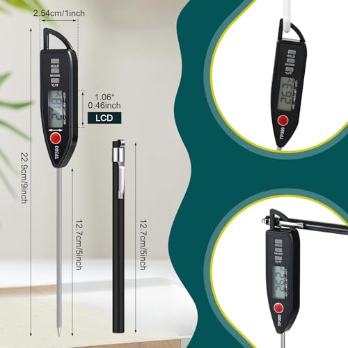 Copkim 6 Set Digital Food Thermometer Long Probe Instant,Black, Red - color: Black,Red