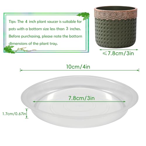 30 Pcs 4 Inch Plant Saucers for Less 3 Inch Pot Indoors Outdoors Plant Trays for Pots Planter Saucer Plastic Plant Drip Tray Flower Planter Water Tray for Potted Plants (Clear, 4 Inch) - color: Clear