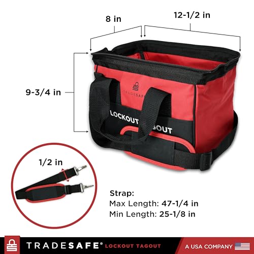TRADESAFE Lockout Tagout Bag, Large Loto Bag, Heavy Duty Tool Bag Organizer - size: Large