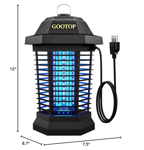 GOOTOP Bug Zapper Outdoor, Mosquito Zapper, 4200V 3 Prong Plug in Electric Fly Zapper, Mosquito Killer, Fly Traps, Flying Insects Zapper Indoor Outdoor, ABS Plastic Outer (Black) - color: BLACK