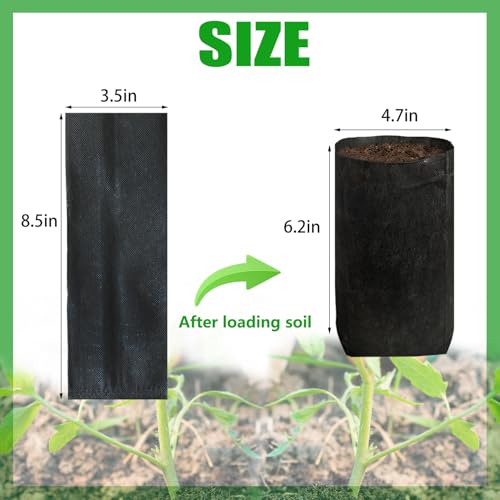 50PCS Nursery Grow Bags, Black Plant Grow Bag for Starting Rooted Plants Vegetable, Flower, Seedling Tree Seedling Pots, 8.5" H Before Loading Soil - size: 8.5''H