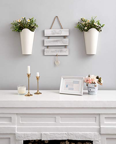 Mkono Metal Wall Planter, Hanging Vase for Flowers Plants, Set of 2, White - color: White