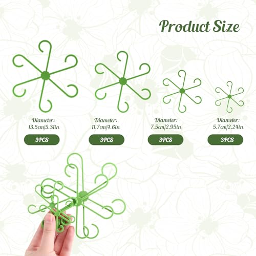 12-Pack Indoor Plants Support Stakes, 4 Sizes Climbing Houseplant Stem Supports, Reusable Plastic Stem Holders for Money Plant Monstera Pothos Climbing Vines Vertical Growth & Airflow (Green) - color: 12 Pcs Green