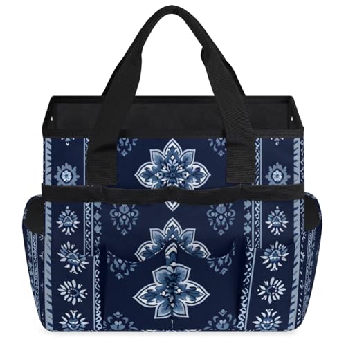 Westward Floral Gardening Tool Bag,Heavy Duty Garden Tote Bag,Portable Oxford Gardening Storage Basket Organizer Handbag with Pockets Handle,Hand Tools Gifts for Outdoor Garden Lawn Yard - color: color-4