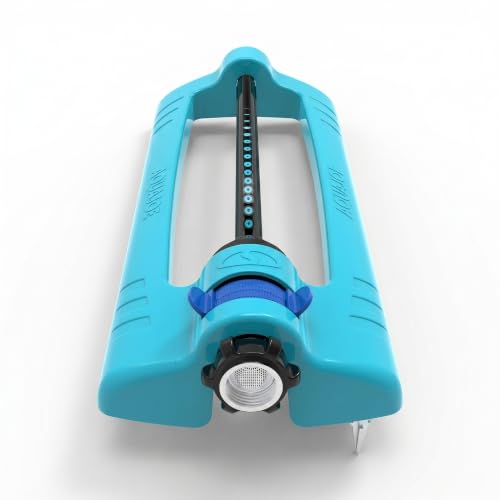 Aqua Joe Oscillating Sprinkler with Metal Ground Spike, Adjustable Spray Position Irrigator for 4000 Sq Ft Coverage Compatible with Garden Hoses