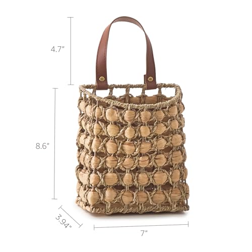 Wall Hanging Pocket Basket Portable Storage Basket Decorative Boho Mounted Organizer Dried Flower Plants Front Door Basket for Garden Farmhouse Home - color: Mix