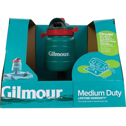 Gilmour Medium Duty Circular Swivel Water Sprinkler with Sled Base, Rotating Sprinkler Head with Adjustable Spray Pattern, Lawn Sprinkler for Large Area Coverage