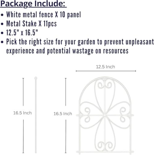 ShopLaLa Garden Fence (10 Panels) 12.5inx16.5in White Metal Wire Fencing