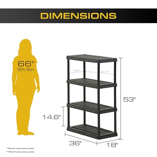 CENTREX 4-Tier Heavy Duty Plastic Storage Shelves for Garage, 2 Pack - style: 4-Tier (2 Pack)