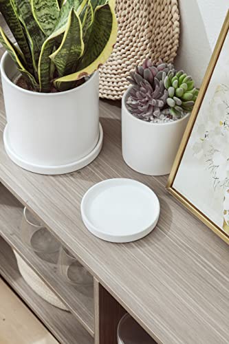 6 Inch Ceramic Saucer 2 Pack - Drainage Tray for Plant Pot (Matte White) - color: White, size: 6 Inch (2 Pack)