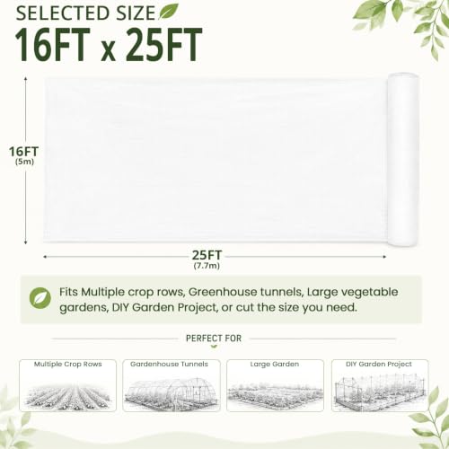16x25Ft Garden Netting, Fine Mesh Insect Netting for Plant Protection - size: 16Ft x 25Ft