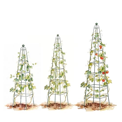 Vego Garden 9 ft Pyramid Obelisk Garden Trellis, Metal Rustproof Plant Support - size: 9 Ft
