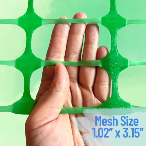 PotatoLife 40'' x 100', Green, Plastic Garden Fence with Stakes, Strength - color: Green, size: 40'' x 100'