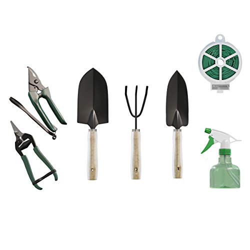 8-Piece Garden Hand Tool Set - Canvas Tote Gardening Tool Kit with Snip, Pruner, Rake, Trowel, Shovel, Spray Bottle, and Soft Wire Tie by Pure Garden - style: 7 Piece