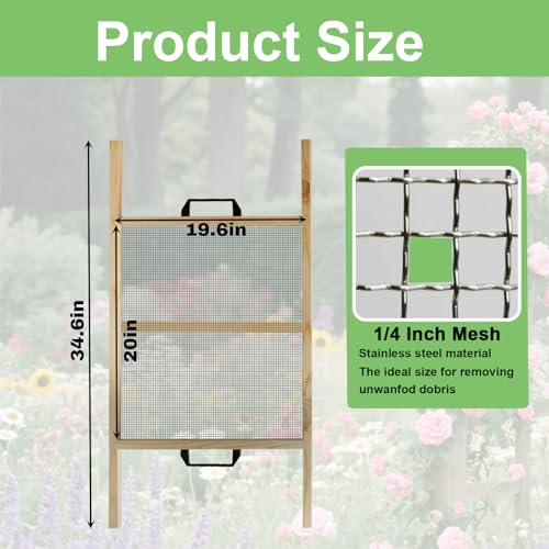 Large Soil Sifter,Rock Sifter, Soil Sifter for Gardening,Compost Sifter for Sand, Leaves & Compost, Fits Wheelbarrow