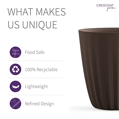 Crescent Garden Pleat Modern Decorative Planter, Indoor/Outdoor Pot, Resin Planter with Drain Hole - 19" W x 19" H (Bark) - color: Bark, size: 19"