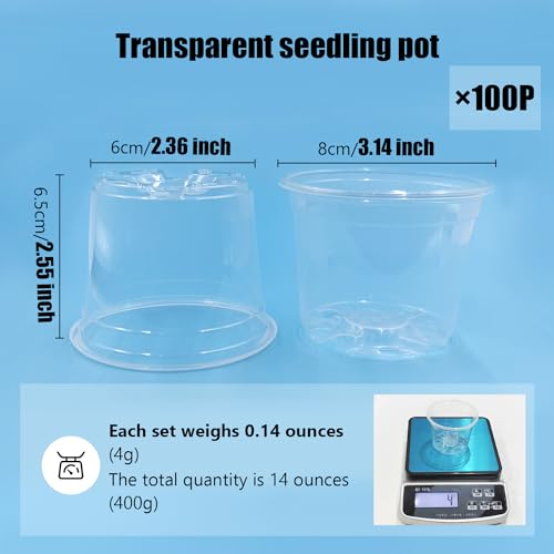 RooTrimmer Clear Seedling pots 100-Pack 3.2 Inches Round for Seeds Starter Pots, Seeds Germination Transparent Clean Pots with Drainage Holes(100 Pcs, 3.14Inch) - size: 3.2Inch 100P