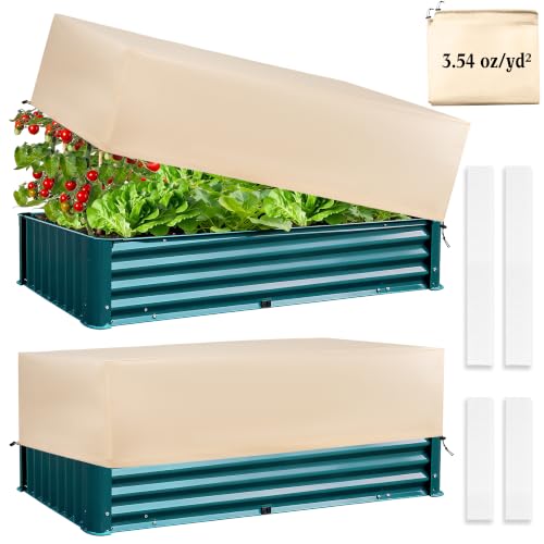 Plant Covers Freeze Protection 2 Pack with Elastic Drawstring & Magic Tape, 3.54 oz/yd² Cold Winter Frost Blanket Planter Box Cover for Raised Garden Bed Flower Pot, 43.3 x 15.7 x 17.7INCH - size: 43.3 x 15.7 x 17.7 Inch with Hook-and-Loop Closure