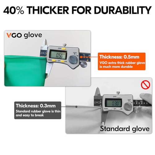 Vgo...Latex Reusable Household Gloves,Cleaning Gloves,Long Cuff (HH4601,XL) - color: Green, size: X-Large