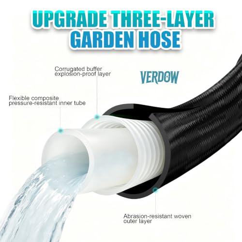 5FT Garden Hose No-Leak Lightweight Flexible Water Hose for RV Balcony - color: Black, size: 5FT