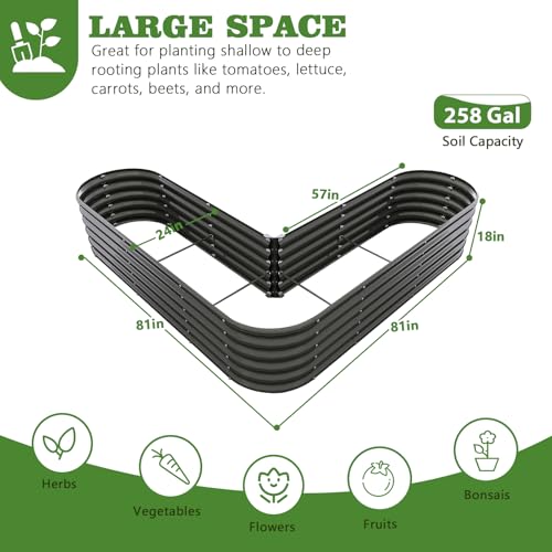 Anleolife 81x81x18in Heart-Shaped Galvanized Raised Garden Bed, Quartz Grey - color: Heart Shape-quartz Grey, size: 81x81x18in
