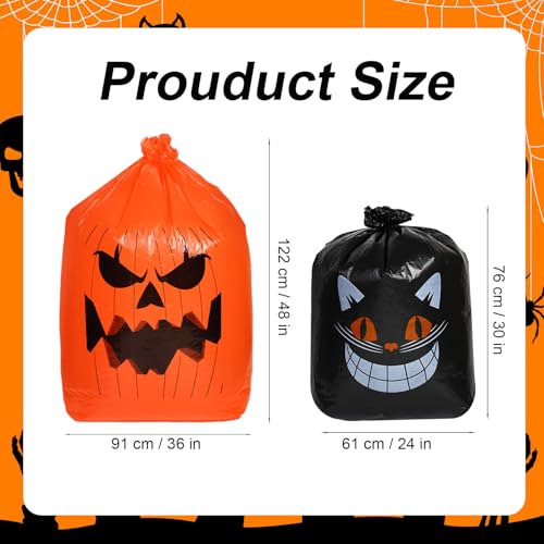6pcs Halloween Lawn Leaf Bags, Halloween Pumpkin Leaf Bags Witch Black Cat Ghost Mummy Frankenstein Halloween Trash Bag with Twist Tie for Outdoor Garden Lawn Yard Decorations