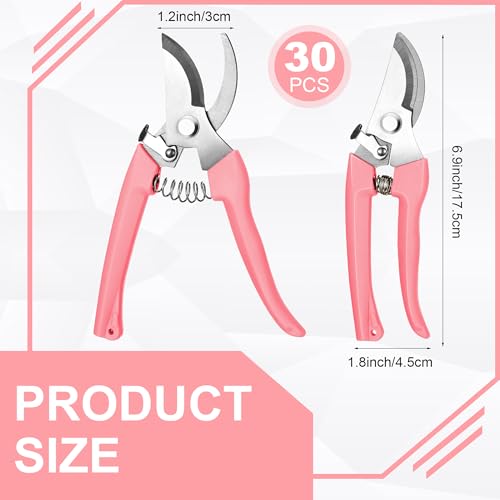 Chumia 30 Pack Garden Shears Flower Clippers for Plant Cutting, Pink - color: Pink