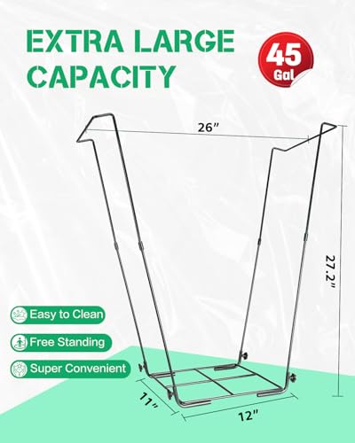 2 Pack Heavy Duty Metal Trash Bag Holder Stand for Yard - color: Green-2